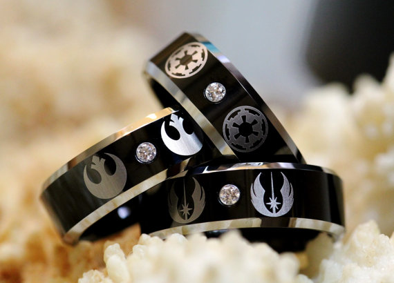 Star Wars Galactic Imperial Empire and Rebel Alliance Black Wedding Rings – made by Cloud9Tungsten on Etsy