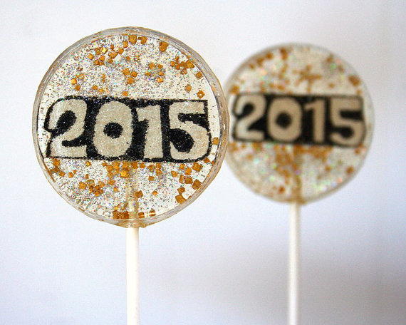 2015 Painted New Year’s Eve Lollipops – made by SmashCandies on Etsy