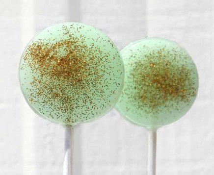 Mint and Gold Glitter Edible Lollipop Favors – made by SmashCandies on Etsy