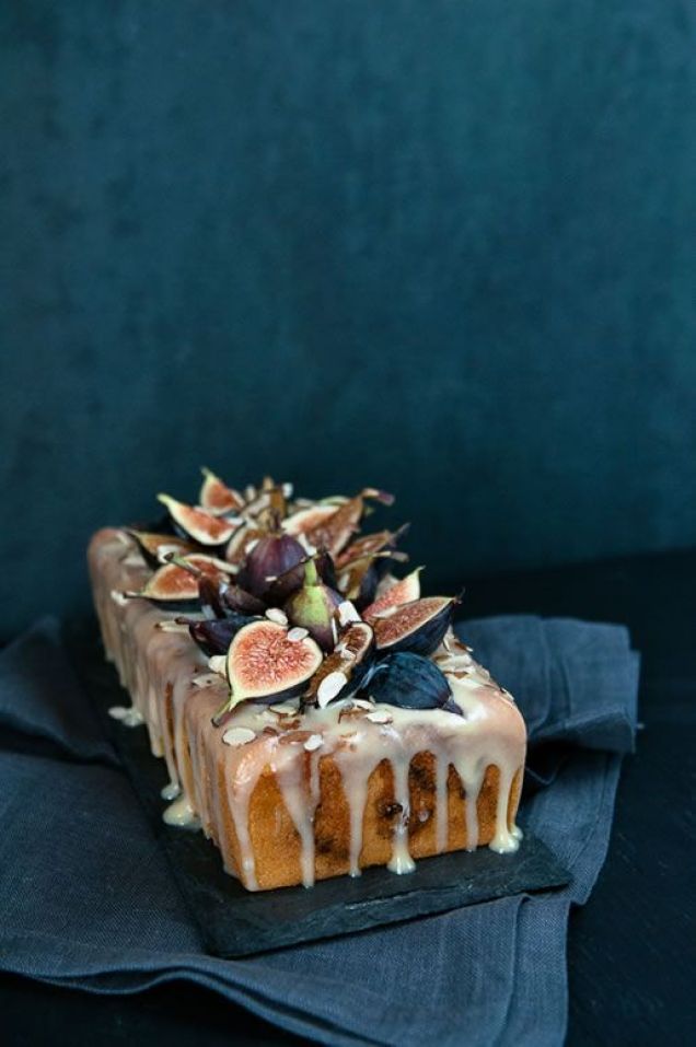 Fig Almond Tea Cake with Coconut Honey Glaze – recipe shared on Hungry Rabbit
