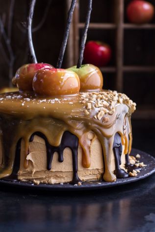 Salted Caramel Apple Snickers Cake – shared by Half Baked Harvest