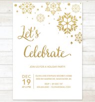Gold Snowflake Holiday Party Printable Invitation – created and sold by pinkdahliaprintable on Etsy