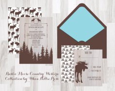 Rustic Country Moose Wedding Invitations – created and sold by WhoaNelliePress on Etsy
