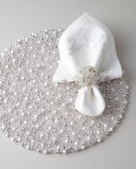 Silver & White Holiday Table Linens by Kim Seybert – sold on Horchow