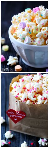 Valentine's Popcorn White Chocolate Popcorn - recipe shared by Gimme Some Oven