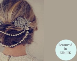 Vintage Style Hair Draping with Pearls and Rhinestones – sold by Jules Bridal Jewelry