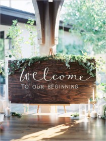 Welcome To Our Beginning Wood Sign – shared on Wedding Chicks