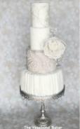 White Pearls and Roses Wedding Cake – created by The Vagabond Baker