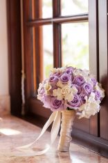 Gardenias and Lavender Rose Satin Wrapped Bouquet – shared by Mindy Weiss