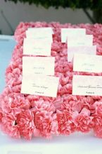 Pink Carnation Flower Escort Card Bed – shared on Elizabeth Anne Designs