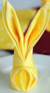 Yellow Bunny Napkin Folding Material – tutorial shared by Tortelina