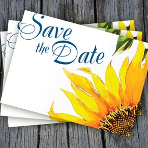 DIY Sunflower Save the Date Printable Postcard – created and sold by VGInvites on Etsy