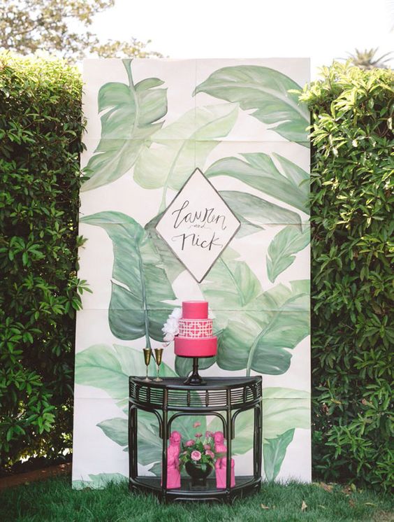 Tropical Foliage Print Photo Booth – shared by Green Wedding Shoes