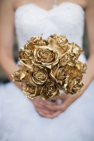 Gold Rose Wedding Bouquet – shared on Bridal Guide