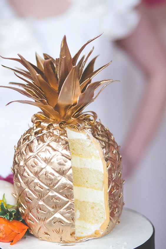 Golden Pineapple Layered Cake - shared by MidwestBride
