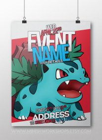 Custom Kids Pokémon Birthday Party Invitation Printable – created and sold by MinishWorkshops on Etsy