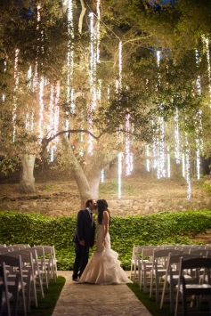 Wedding Ceremony Under the Illuminated Tree – shared in a roundup post on