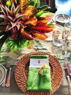 Brown Wicker Charger with Green Accents