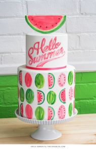 “Hello Summer” Watermelon Tiered Cake – shared by The Cake Blog