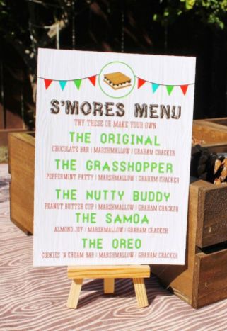 S’mores Menu Printable Download – created and sold by SweetFestivity on Etsy