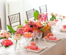 Watermelon Pink Hues Tablescape and Centerpiece – shared in a roundup post by Room for Dessert