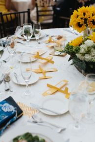 Yellow and White Airplane Tablescape and Centerpiece – shared on Every Last Detail