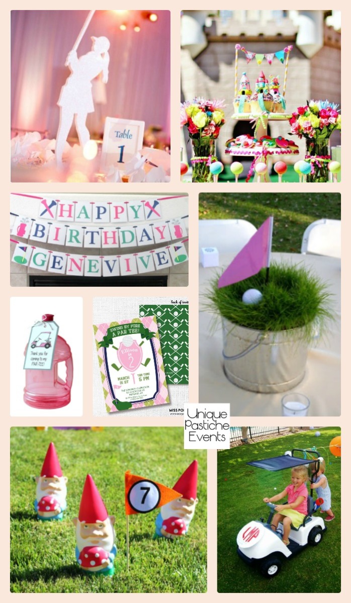 Girls Backyard Mini Golf Party Ideas Get all the ideas for this golf themed party here: https://uniquepasticheevents.com/2016/09/14/girls-backyard-mini-golf-party-ideas/