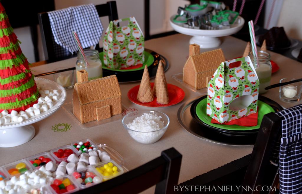 Holiday Gingerbread House Decorating Table Station – as shared by Stephanie Lynn