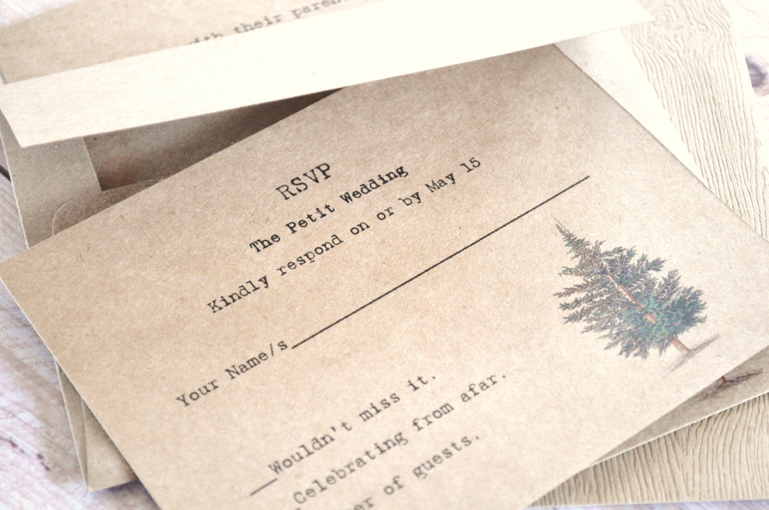 Rustic Tree Forest Wedding Invitations – created and sold by alittlemorerosie on Etsy