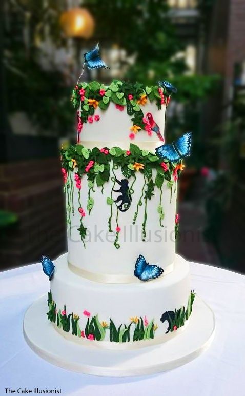 Butterfly and Vines Tiered Cake – shared by Hannah on CakesDecor