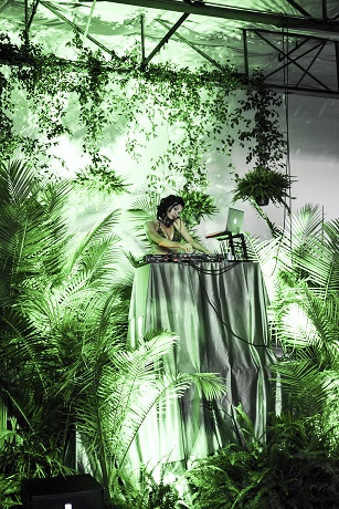 Garden of Eden Themed Greenery and Foliage Decorated DJ Booth – spotted on Pinterest